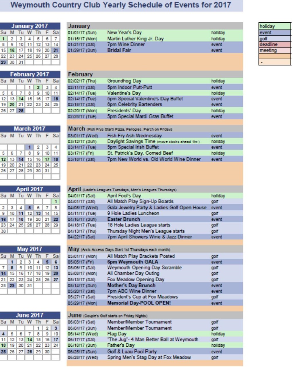 yearly calendar of events