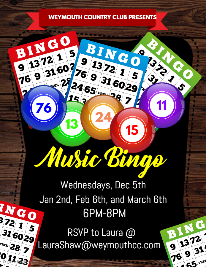 Music Bingo Weymouth Country Club 2019 02 06 