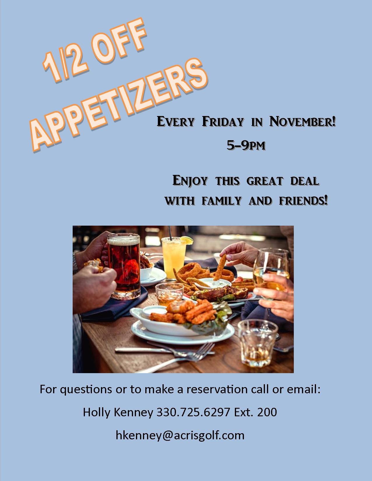 1/2 Off Appetizers Weymouth Country Club 20171110
